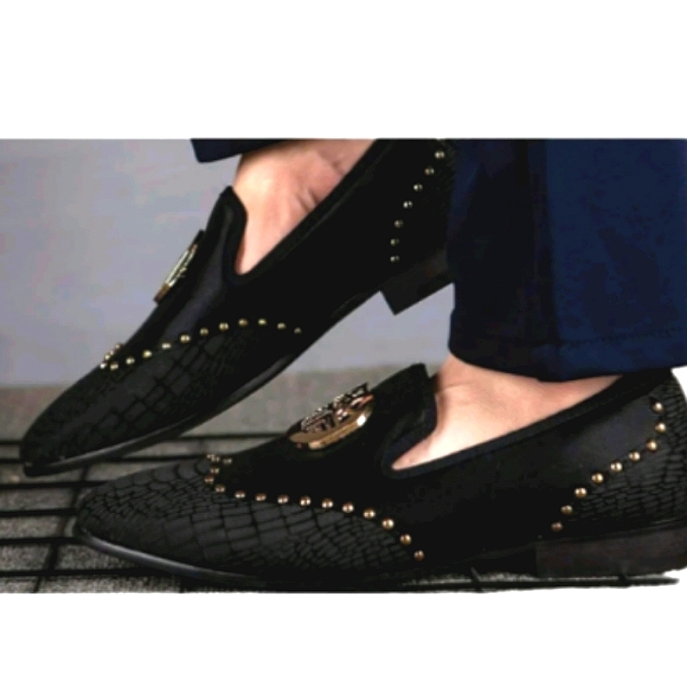 MEIJIANA Men's Vintage Leather Embroidery Noble Loafer Shoes Slip-on Siz…